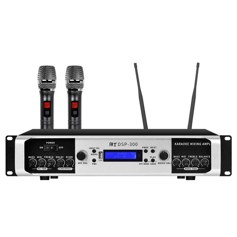 Cục đẩy kèm micro Gunssi DSP-300-micrô không dây-kết nối Bluetooth 5.0 và âm thanh chống hú cực tốt