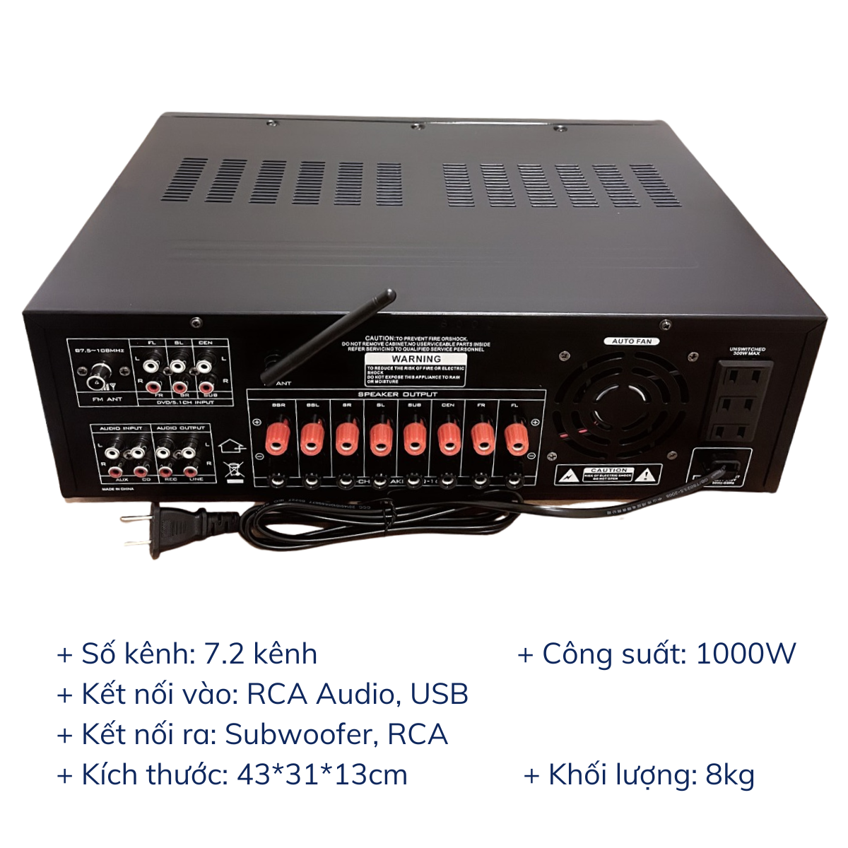 Amply GUNSSI Sunbuck AV-8000HD công suất 1000W có Bluetooth