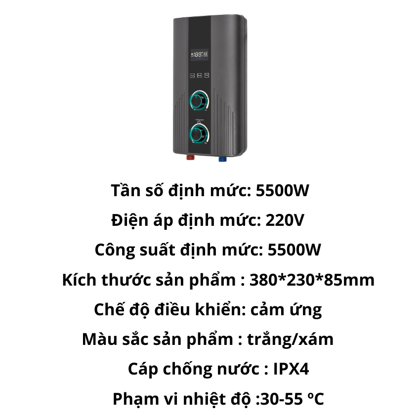 Máy Nước Nóng Trực Tiếp 2 Núm Xoay Hiển Thị LED – Chống Giật, Chống Quá Nhiệt, Bền Đẹp