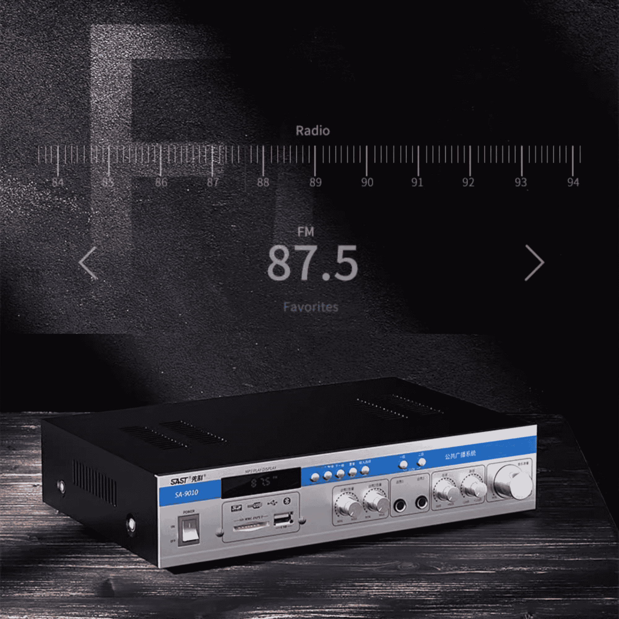 Amply SAST SA-9010 150W, Hỗ Trợ Bluetooth/ USB/ Thẻ SD/ AUX, Amply Chia 2 Vùng Âm Thanh, Hỗ Trợ Đài FM