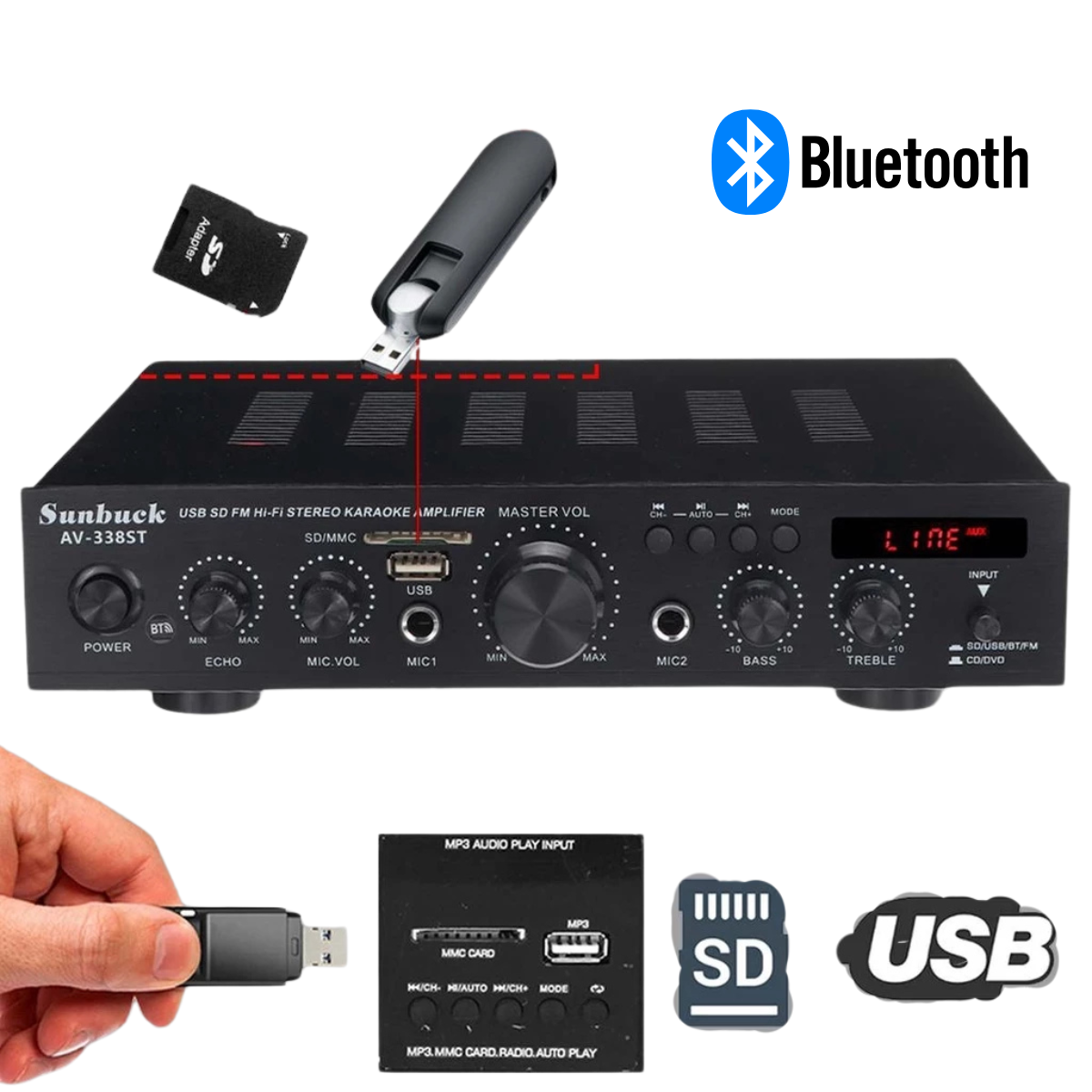 Amply Bluetooth AV-338ST