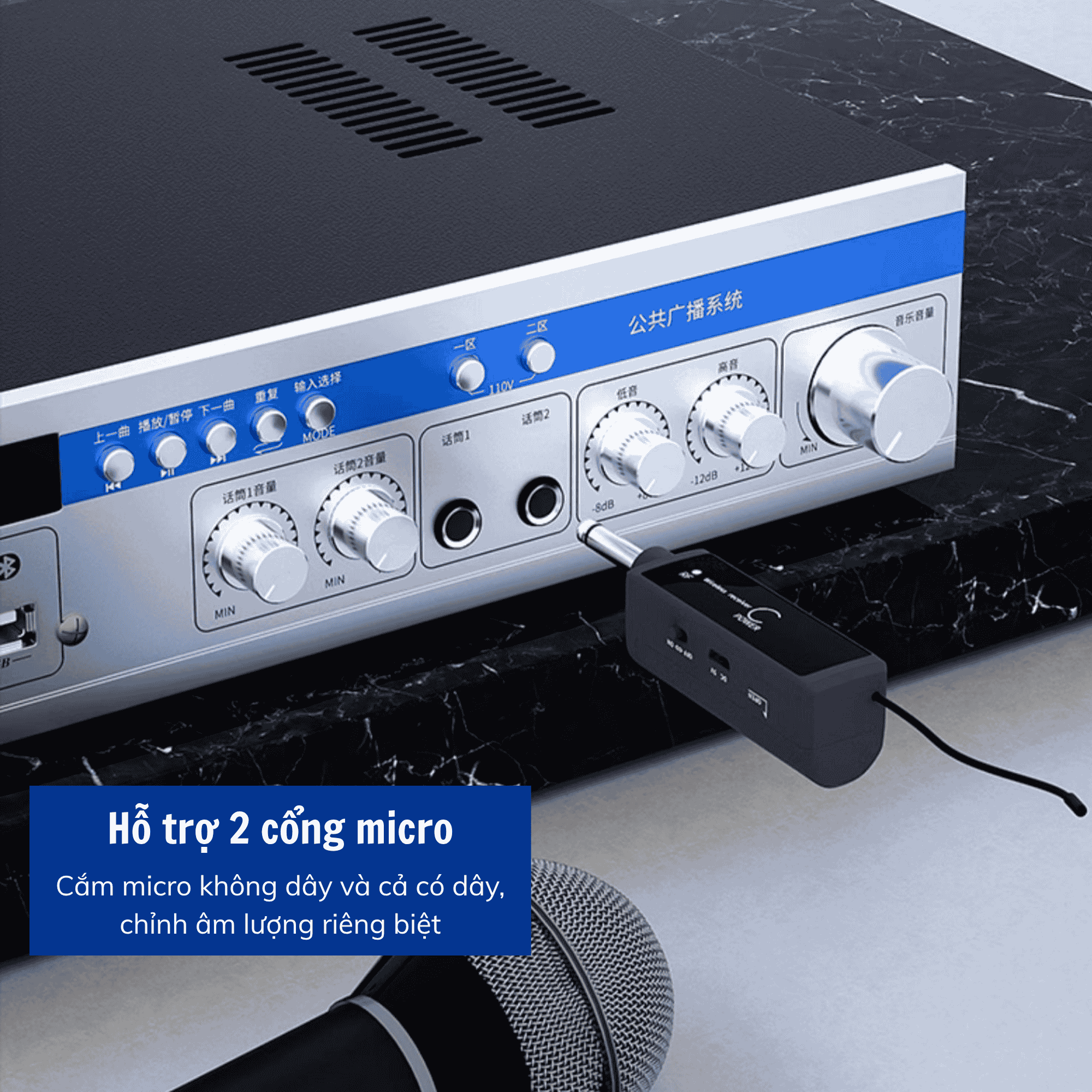 Amply SAST SA-9010 150W, Hỗ Trợ Bluetooth/ USB/ Thẻ SD/ AUX, Amply Chia 2 Vùng Âm Thanh, Hỗ Trợ Đài FM