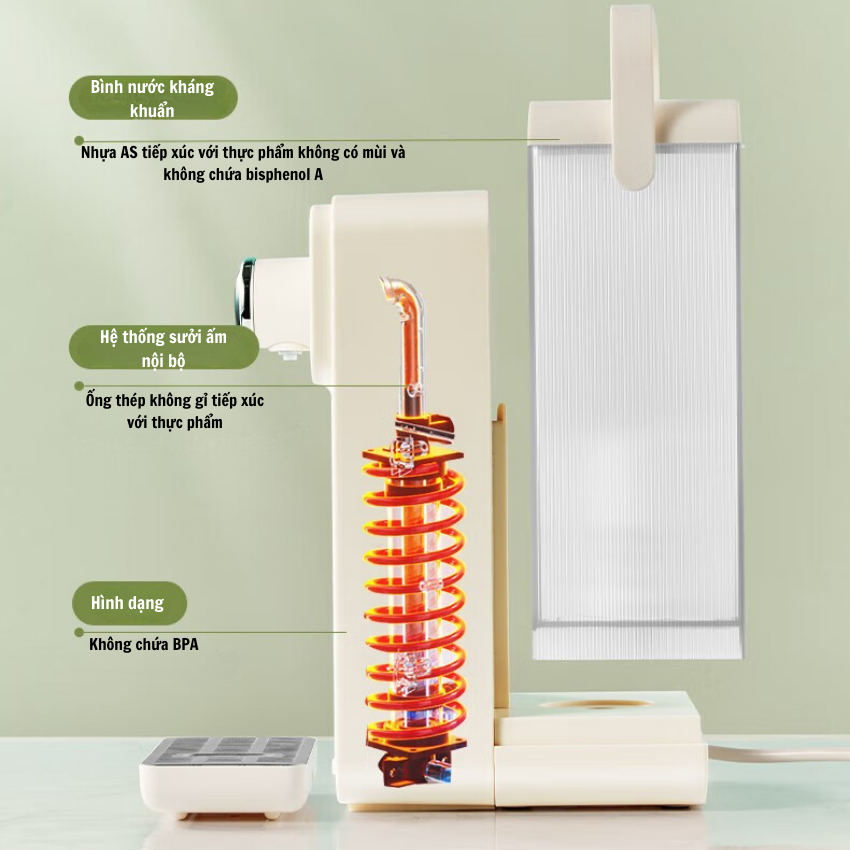 Bình thủy điện nước nóng lạnh để bàn Supor-công suất 2000W-dung tích 3L-nhiều mức nhiệt-khóa an toàn