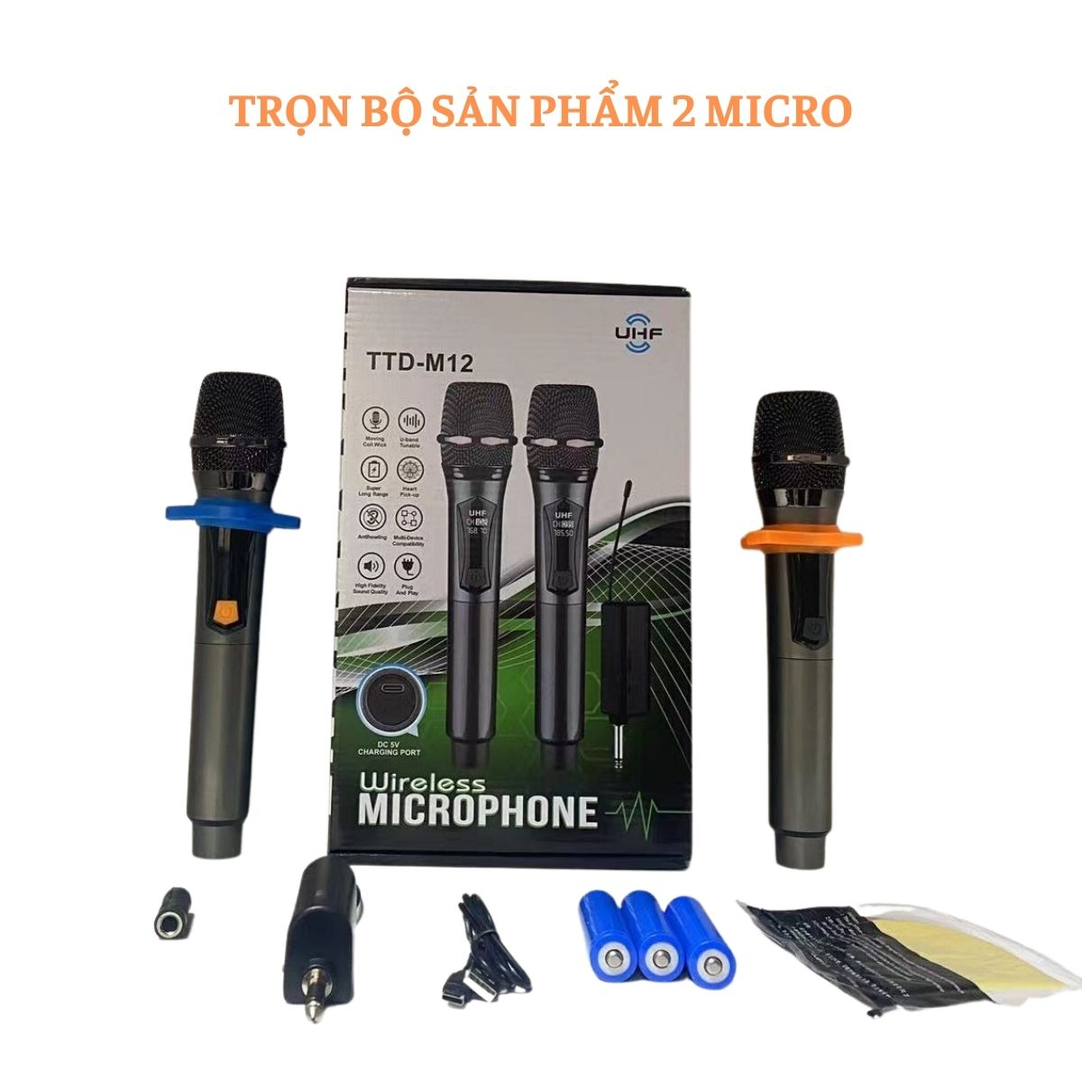 BỘ MICRO KHÔNG DÂY GUNSSI TTD-M12- mic chuyên nghiệp dành cho karaoke-chống hú tốt-bảo hành 12 tháng