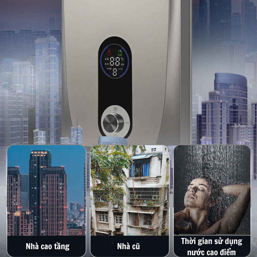 Máy nước nóng trực tiếp Gunssi DSK-55-có bơm tăng áp-tích hợp nhiều chức năng an toàn-chống rò rỉ