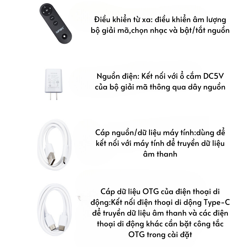 Bộ giải mã Bluetooth DAC-có cáp quang đồng trục USB máy tính-điện thoại di động tiện lợi-BH 12 tháng