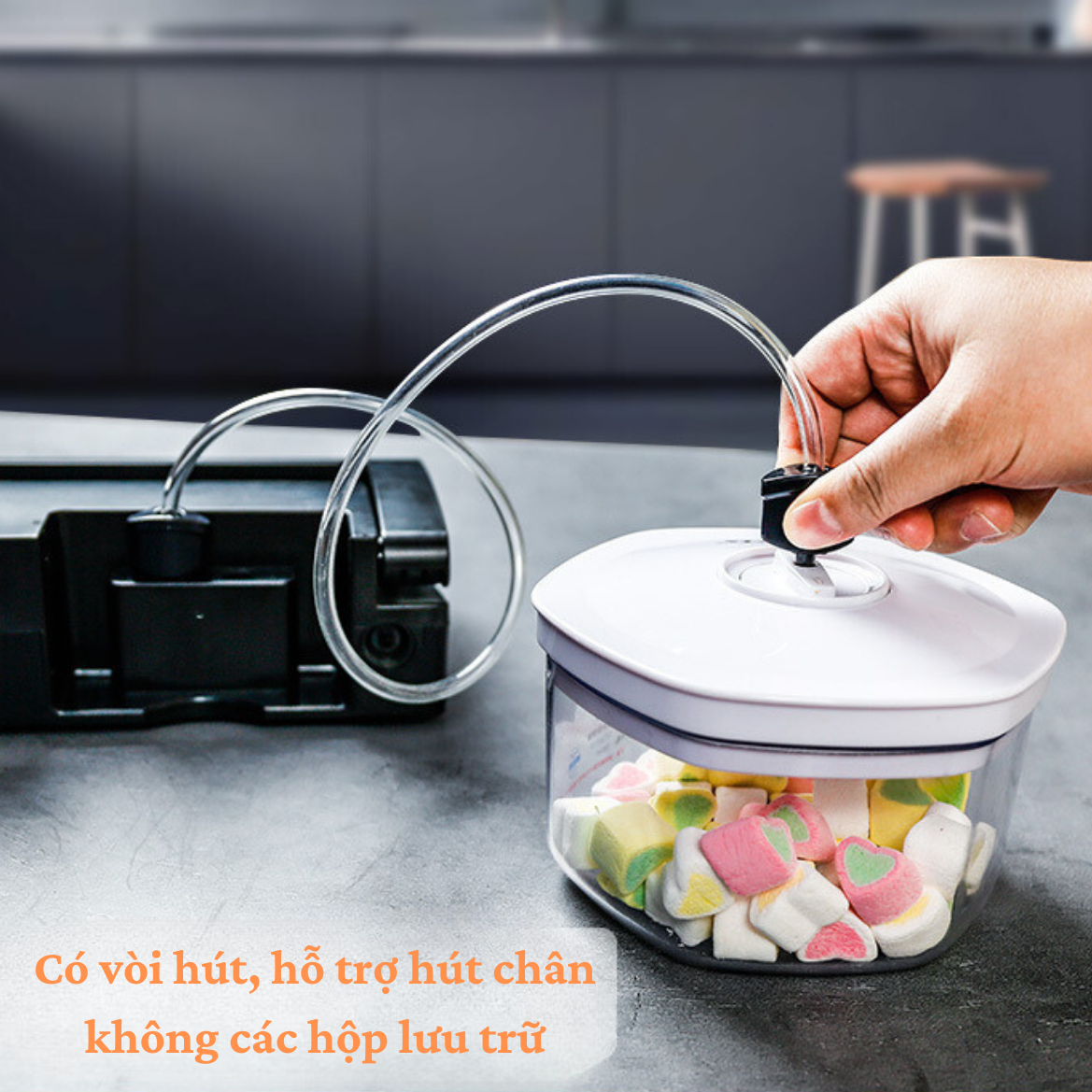Máy hút chân không Gunssi P280C-hàn nhiệt bằng thao tác bấm tiện lợi-độ ồn máy nhỏ-BH 12 tháng