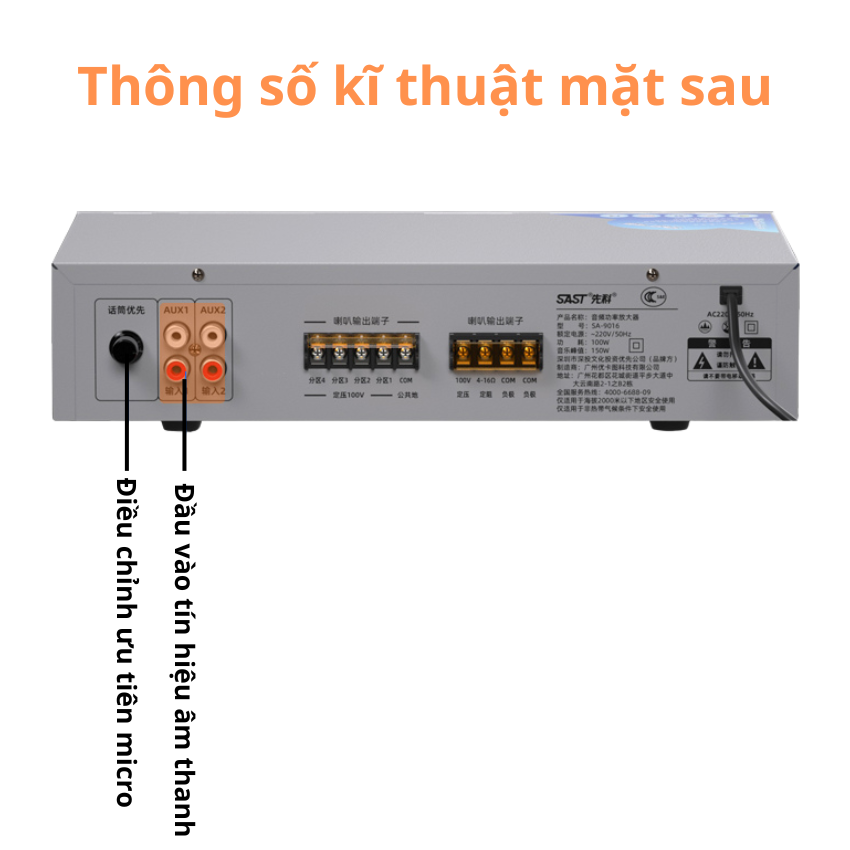 Amply SAST SA-9016 chính hãng – Chất âm rõ, điều chỉnh linh hoạt, kết nối đa thiết bị- BH 12 tháng