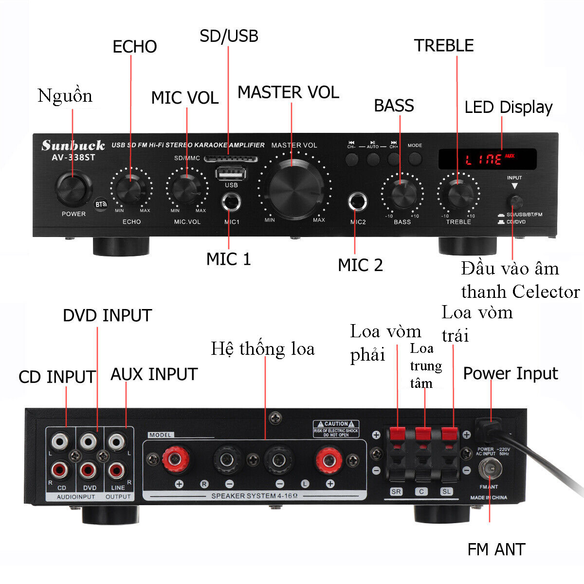 Amply Bluetooth AV-338ST