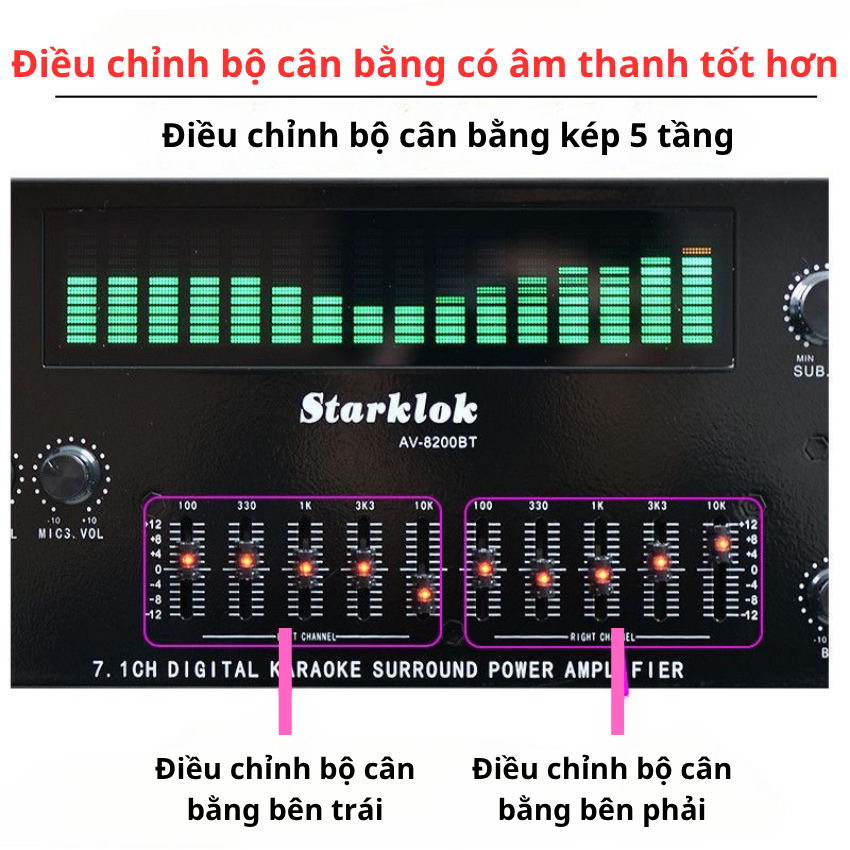 Amply Starklok AV-8200 – Amply Karaoke Bluetooth 2 Kênh, Công Suất Lớn, Hát Hay, Giá Tốt