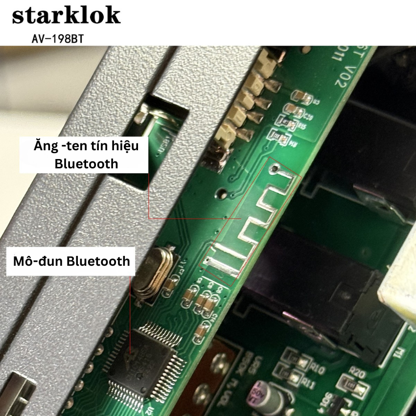 Amply Karaoke Bluetooth Starklok AV-198BT – Công suất 300W+300W, Hát Karaoke Hay, Hỗ trợ USB/Thẻ Nhớ/FM, Bảo hành 12 tháng