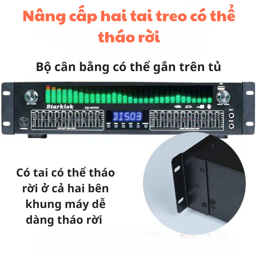 Lọc xì EQ-9000S Starklok – Tăng cường âm thanh, Hiển thị LED đẹp, Có USB, Điều khiển từ xa