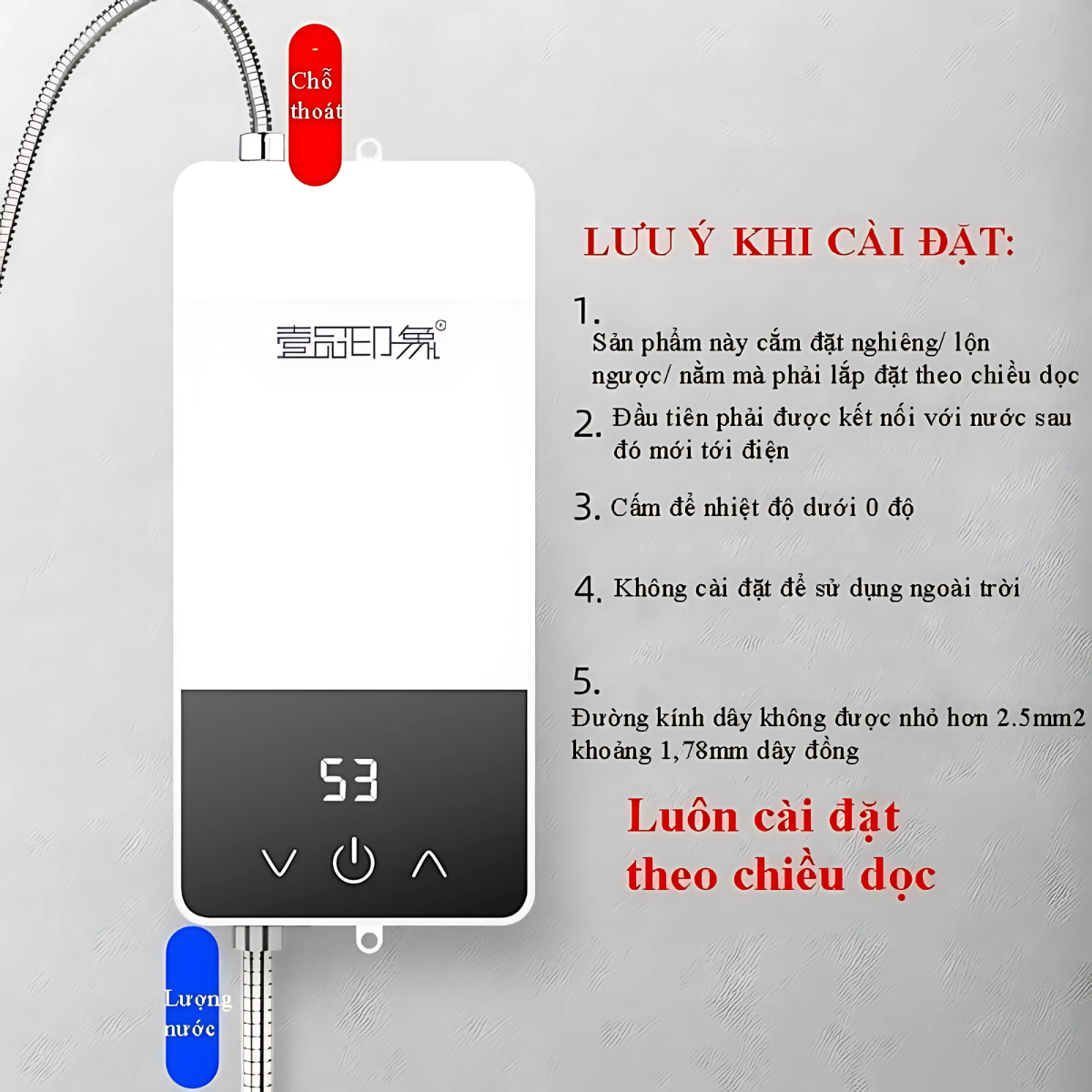 Máy Làm Nóng Nước Tắm Trực Tiếp Ginetar 5500w Mẫu Mới 2024