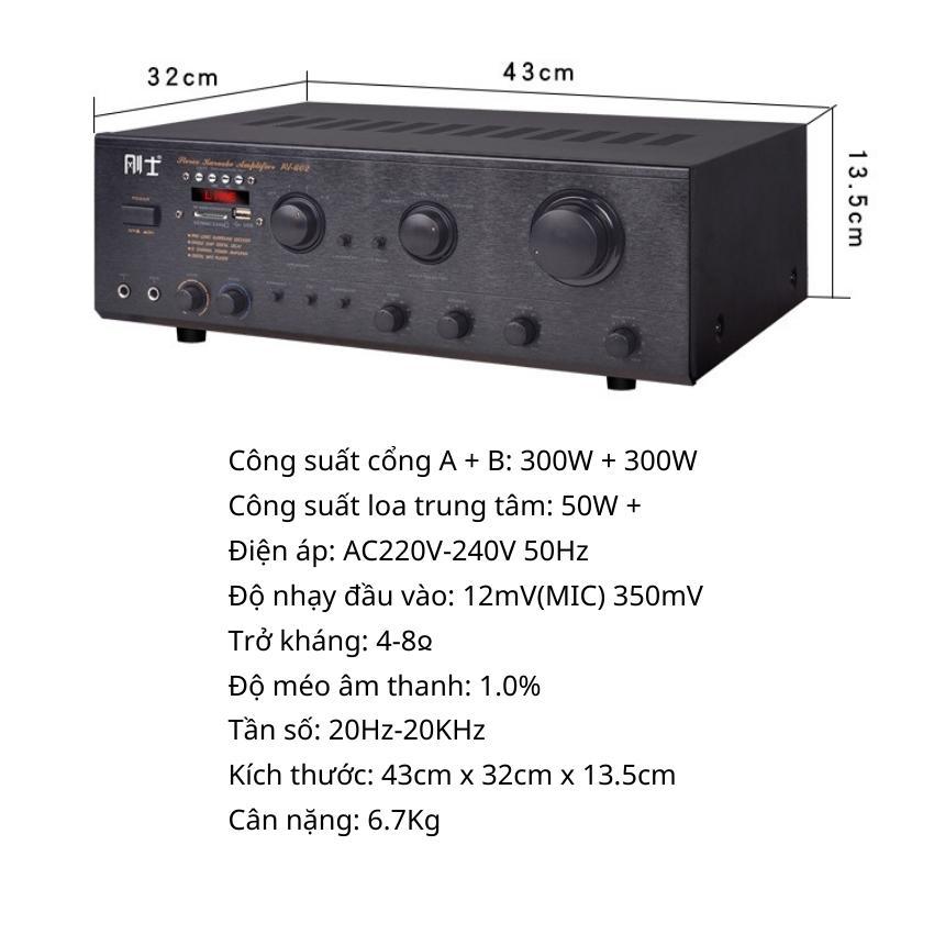 Amply Gunssi AV-602 có công suất lớn-khả năng tái tạo âm thanh-kết nối bluetooth-bảo hành 12 tháng