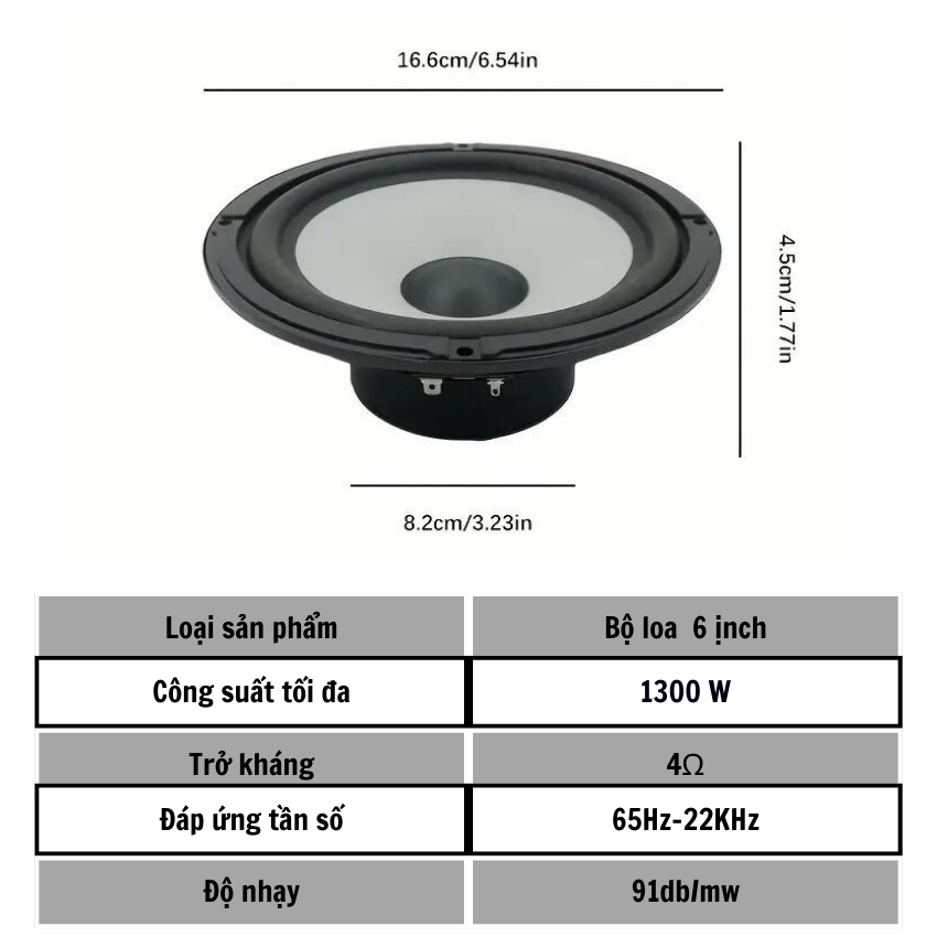 Loa cánh ô tô hai chiều Gunssi K-A650-công suất đỉnh lên đến 150W-dễ dàng lắp đặt-âm thanh sống động