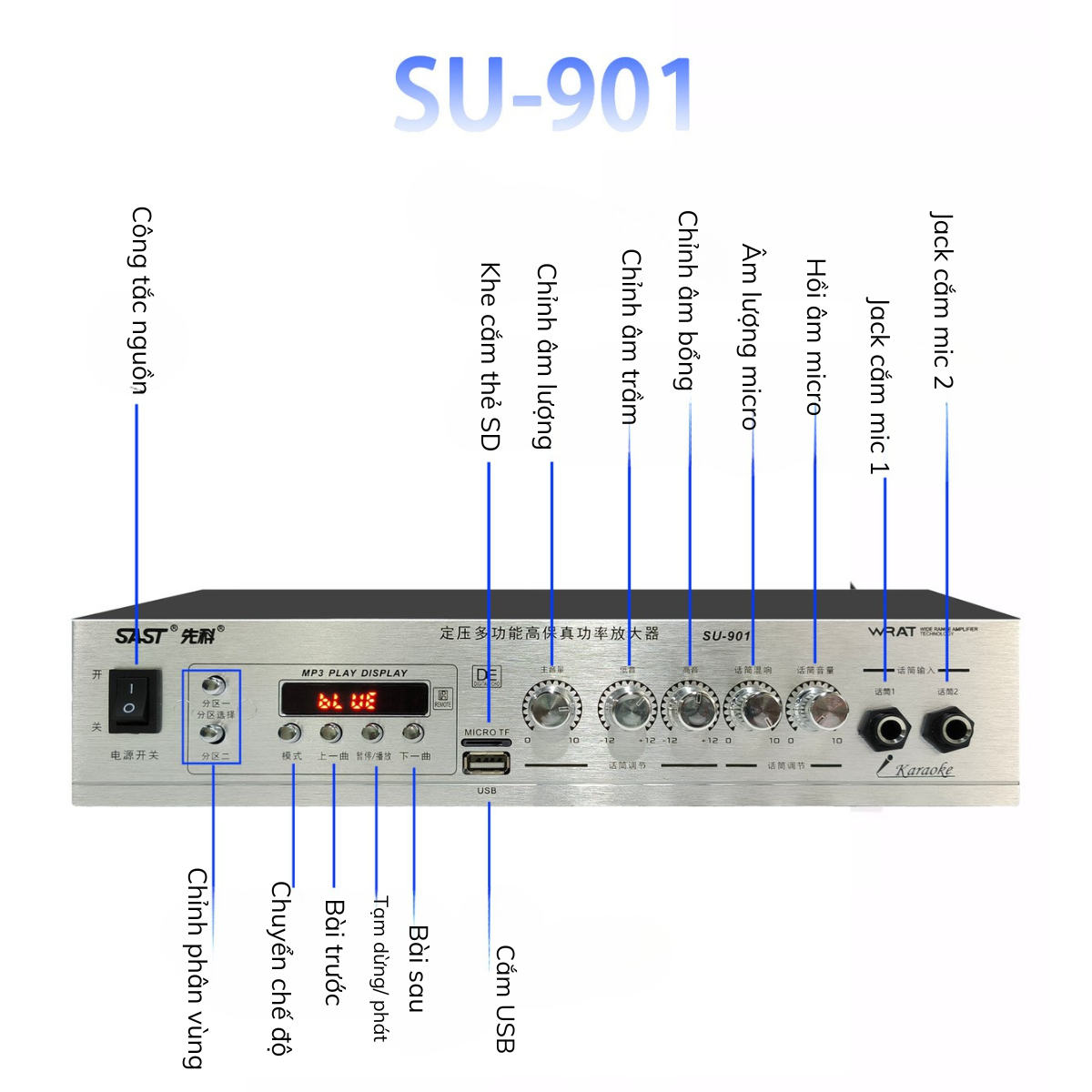 Bộ 2 Loa Trần SAST 6.5 inch Và Amply Công Suất 120w
