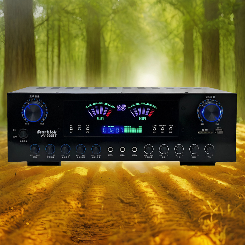 Amply Starklok AV-999BT–Âm Thanh Rõ Nét-Hỗ Trợ Bluetooth-Kết Nối Loa Ngoài- Amply Karaoke Gia Đình