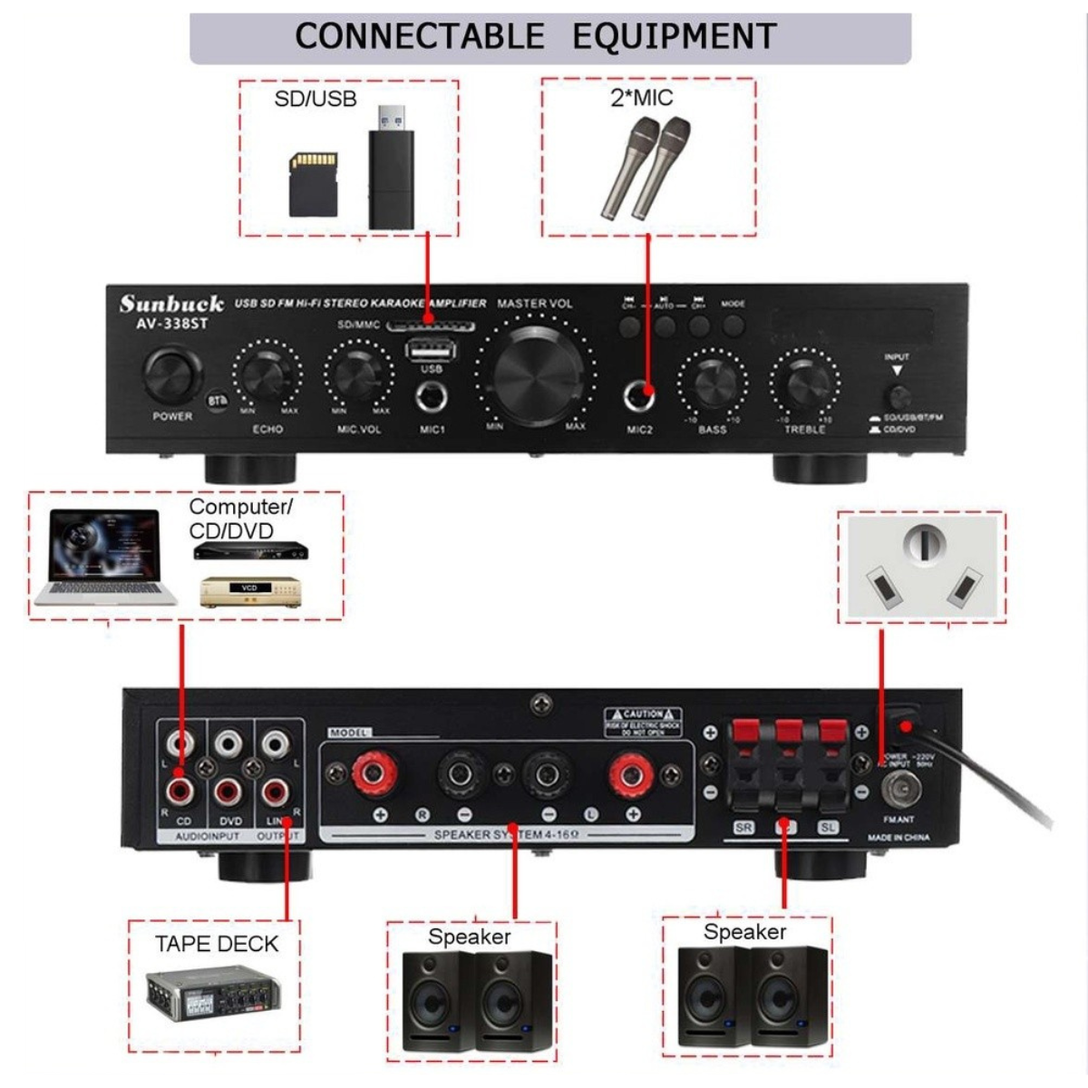 Amply Bluetooth AV-338ST