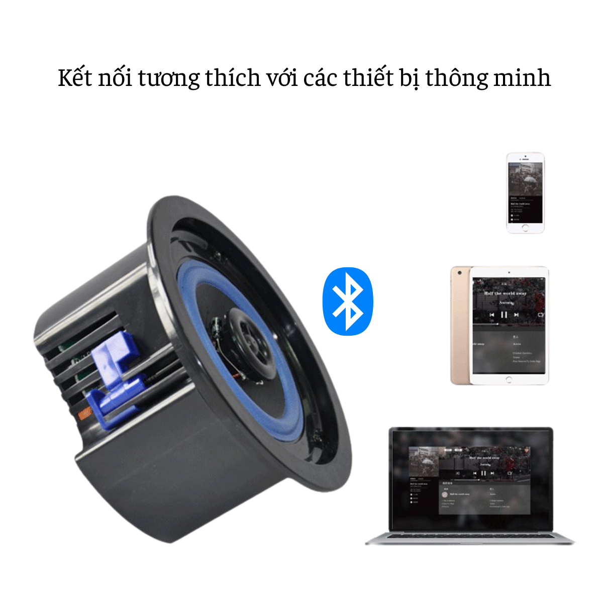 Loa Âm Trần 418BT Bluetooth 5.0 – Âm Thanh Sống Động, Lắp Đặt Dễ Dàng, Dùng Cho Nhà Hàng, Văn Phòng, Spa
