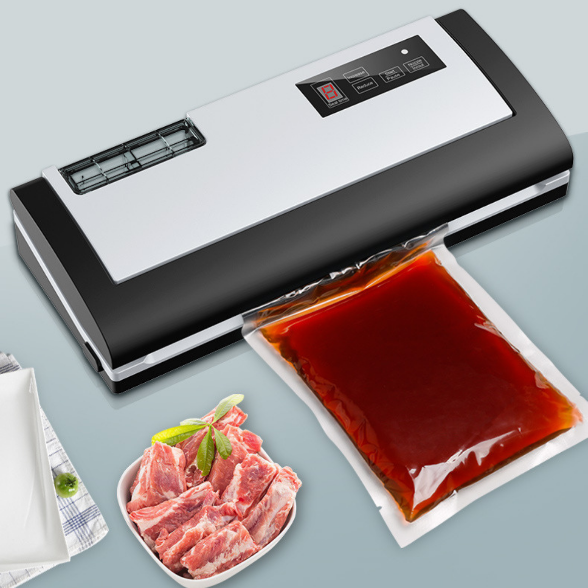 Máy hút chân không Gunssi P280C-hàn nhiệt bằng thao tác bấm tiện lợi-độ ồn máy nhỏ-BH 12 tháng