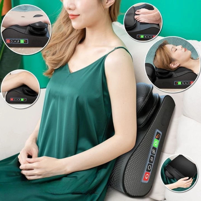 Gối massage cổ 20 bi, gối matxa hồng ngoại, hàng chính hãng bảo hành 12 tháng, có túi khí nâng cổ