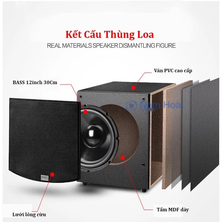 Loa Sub Hơi HQ-35 Bass 30 (12 Inch), Công Suất 200w, Loa Siêu Trầm Thụ Động Cho Dàn Âm Thanh Gia Đình