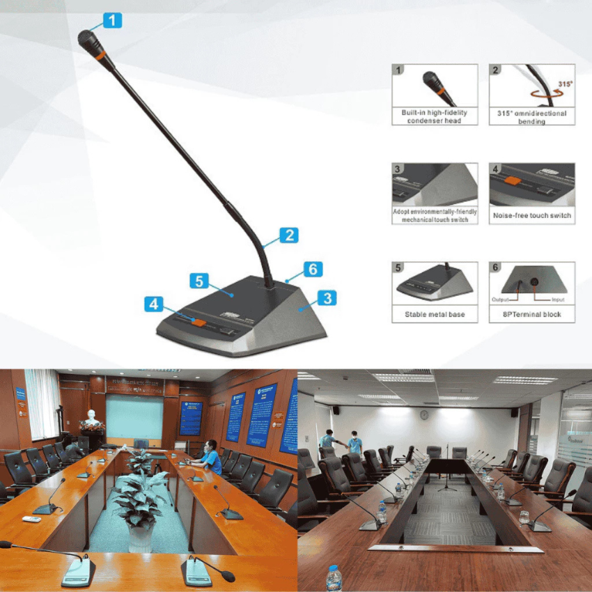 Mic Cổ Ngỗng IR2200 – Âm Thanh Rõ Nét, Chống Hú Tốt, Dùng Cho Hội Nghị – Phát Biểu