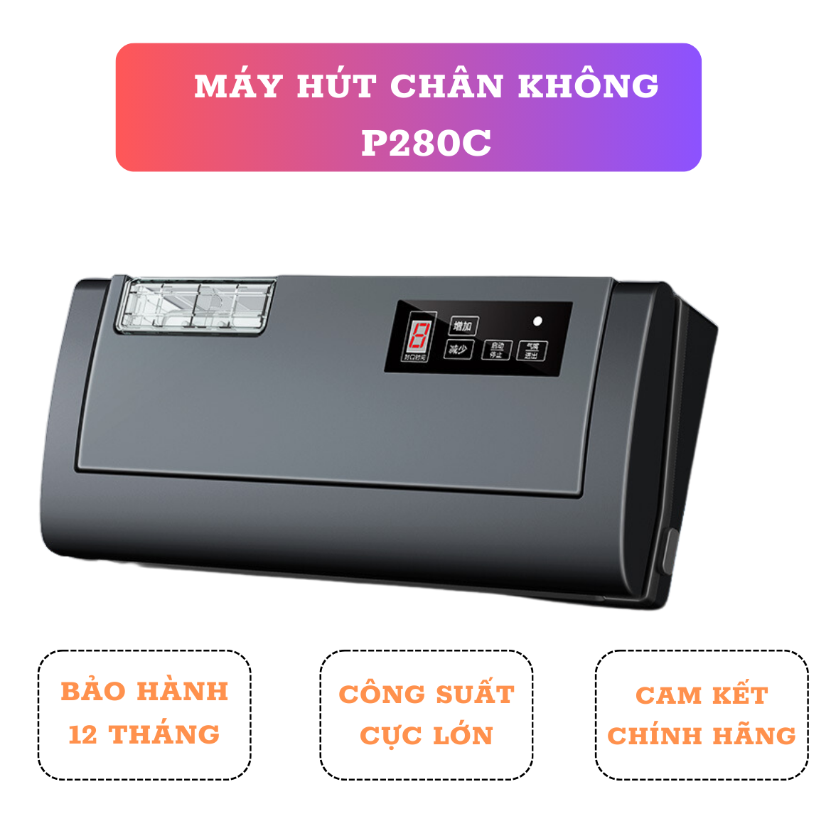 Máy hút chân không Gunssi P280C-hàn nhiệt bằng thao tác bấm tiện lợi-độ ồn máy nhỏ-BH 12 tháng