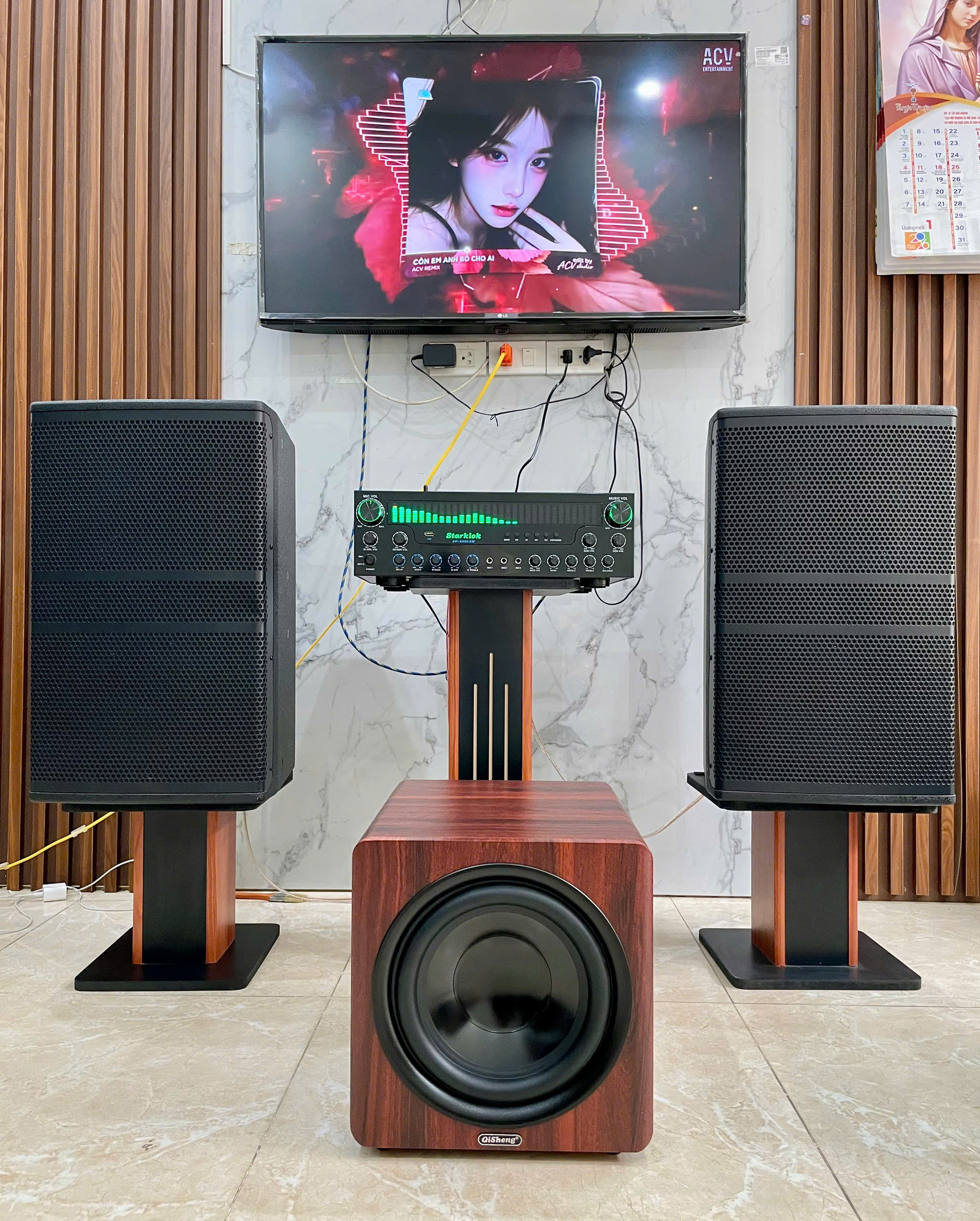 Loa Sub hơi 10 inch, Loa Siêu Trầm Bass 25, Loa Trầm Thùng Gỗ MDF Cao Cấp, Công Suất 150W, Cho Dàn Karaoke Gia Đình