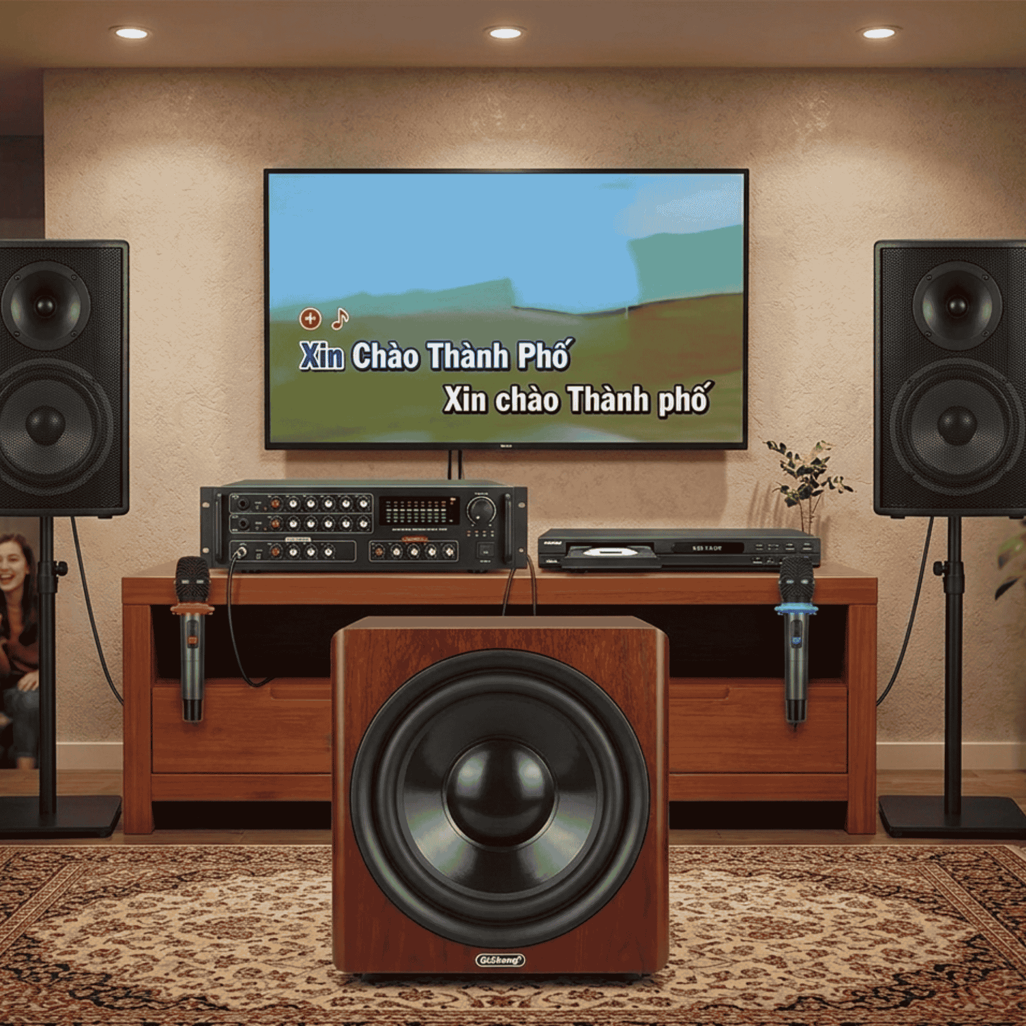 Loa Sub hơi 10 inch, Loa Siêu Trầm Bass 25, Loa Trầm Thùng Gỗ MDF Cao Cấp, Công Suất 150W, Cho Dàn Karaoke Gia Đình