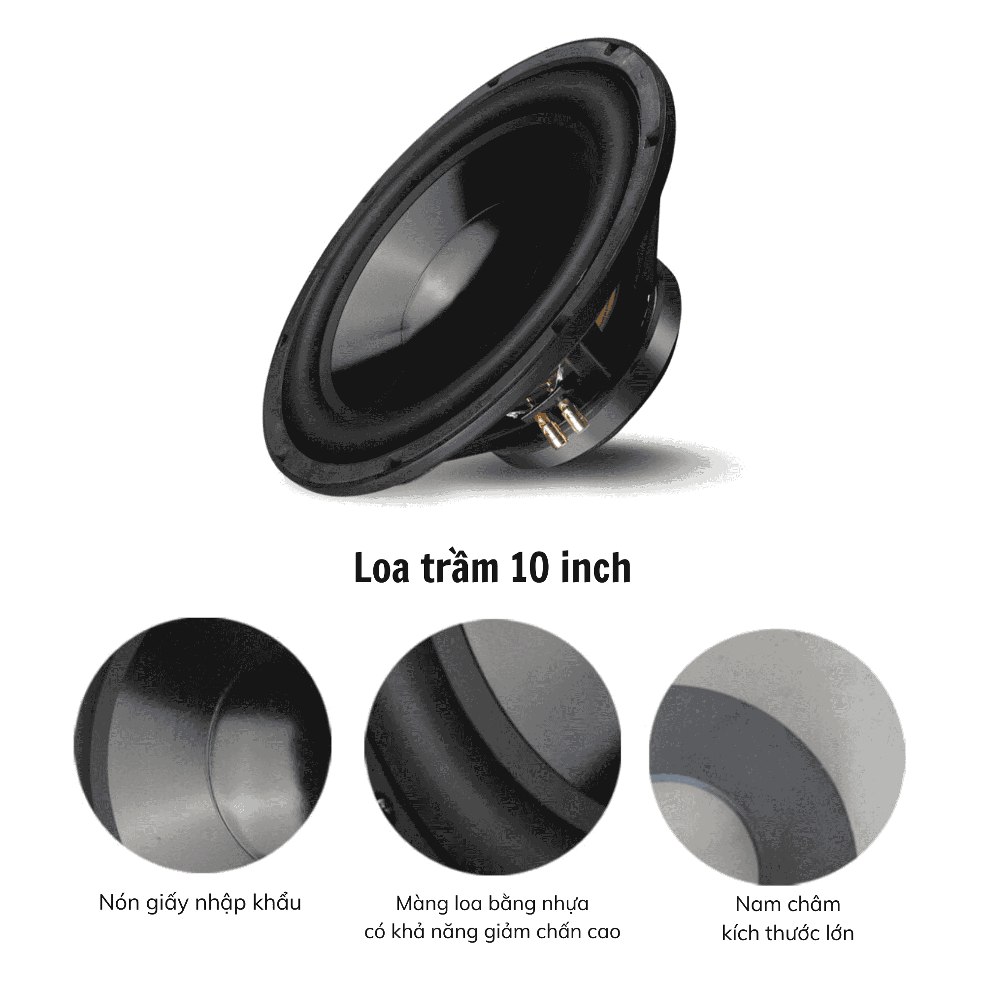 Loa Sub hơi 10 inch, Loa Siêu Trầm Bass 25, Loa Trầm Thùng Gỗ MDF Cao Cấp, Công Suất 150W, Cho Dàn Karaoke Gia Đình