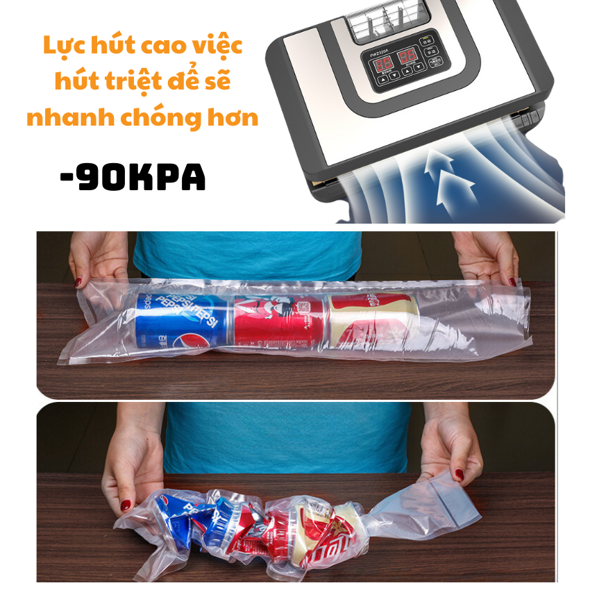 PWZ320A Máy Hút Chân Không Thực Phẩm – Hút Mạnh, Đường Hàn Rộng, Bảo Quản Tươi Lâu