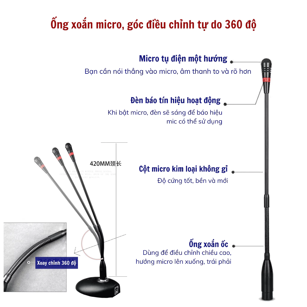 MIC Gunssi ABS-580 Cổ Ngỗng – Lựa Chọn Hoàn Hảo Cho Phòng Họp & Hội Thảo