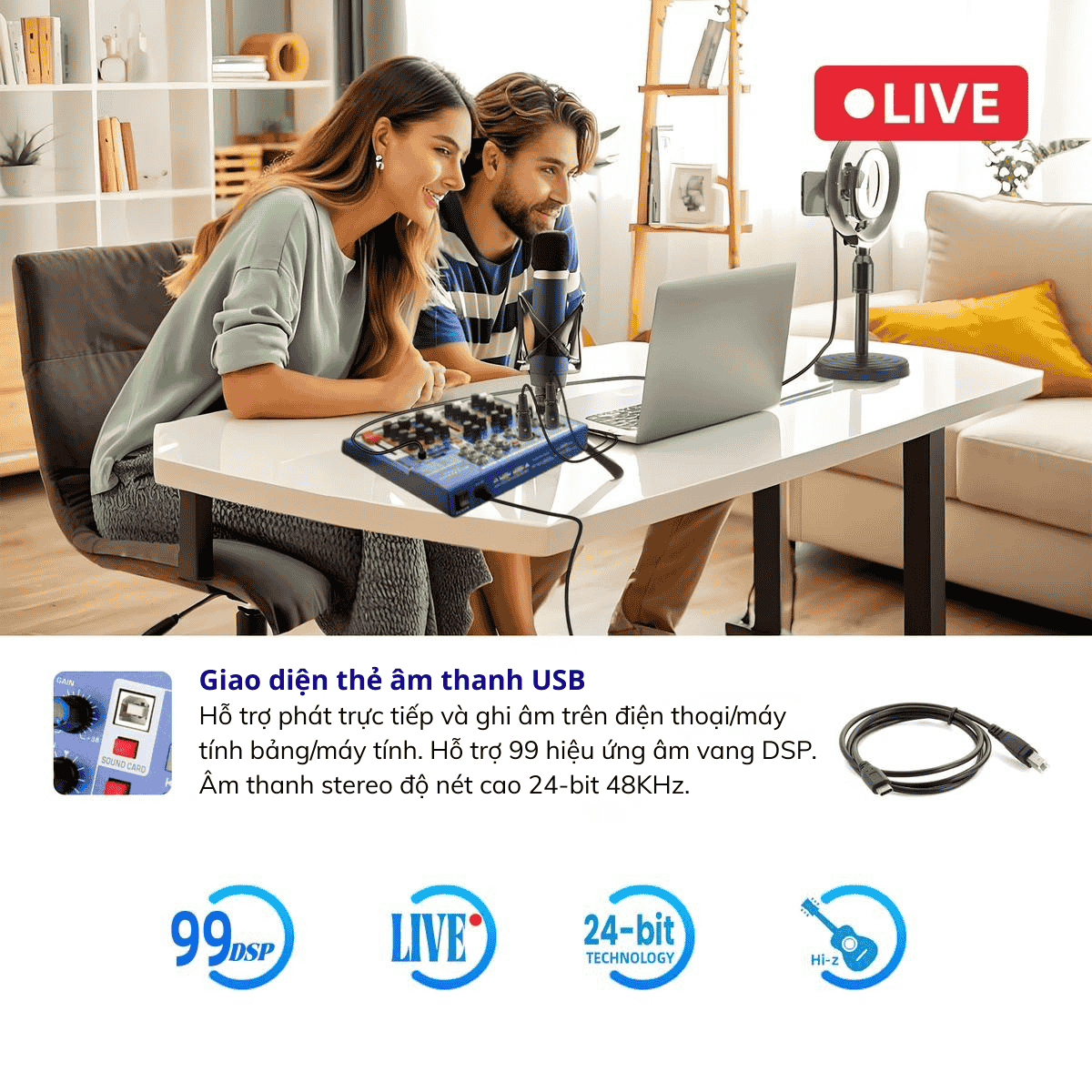 Bộ Chỉnh Âm Mixer F7 Pro – 7 Kênh Chuyên Nghiệp | Livestream • Karaoke • Thu Âm