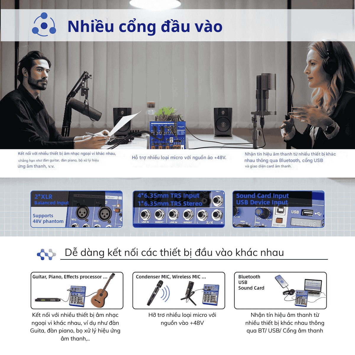 Bộ Chỉnh Âm Mixer F7 Pro – 7 Kênh Chuyên Nghiệp | Livestream • Karaoke • Thu Âm