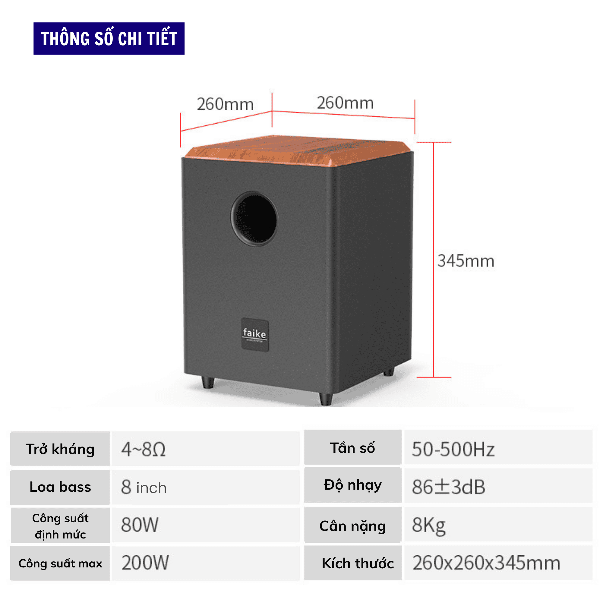 Loa trầm Gunssi Sub L8 có công suất khủng-chất liệu cao cấp và bộ khuyếch đại chuyên nghiệp hiện đại
