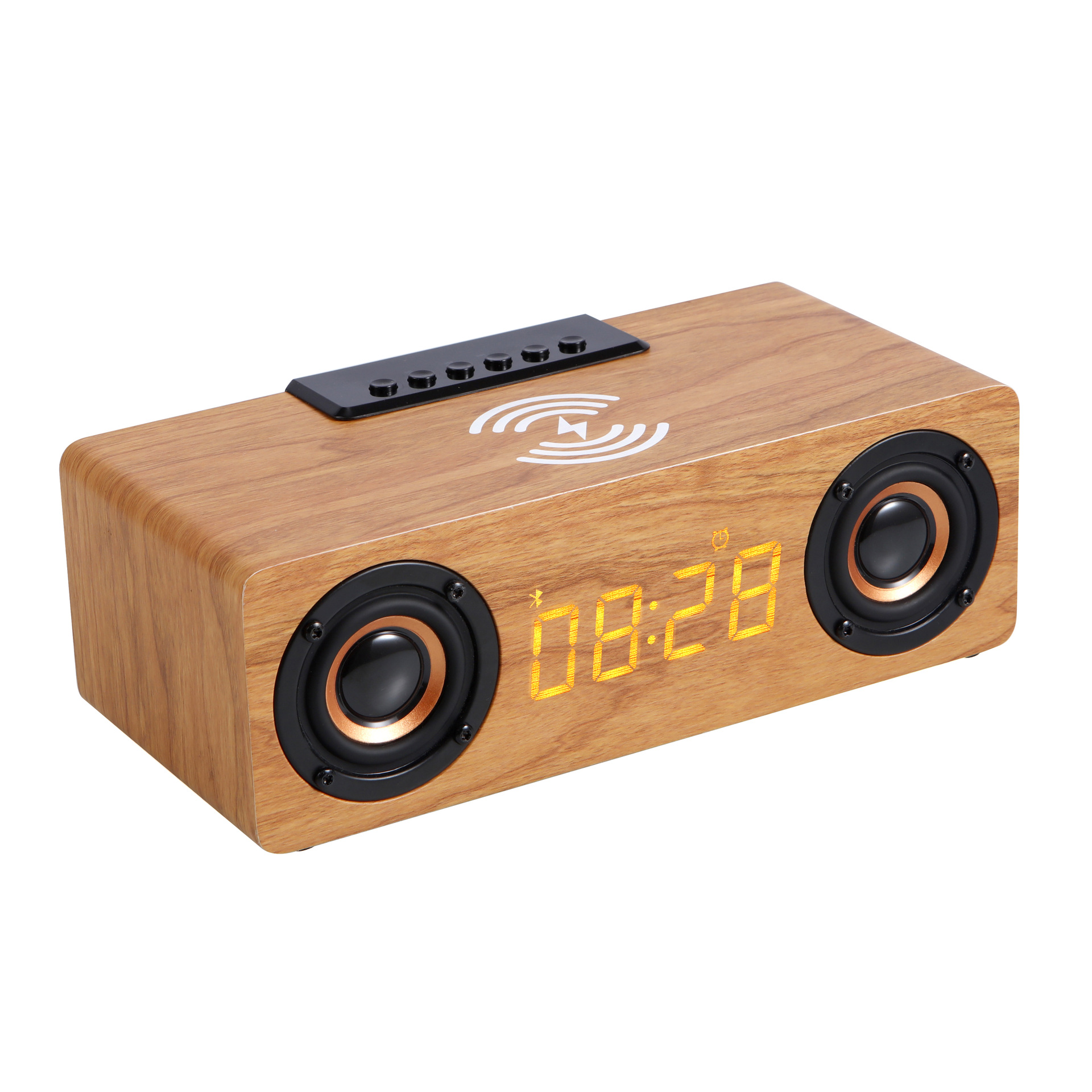 Loa Gỗ Bluetooth Tích Hợp Sạc Không Dây, Dung Lượng Pin 12000mAh