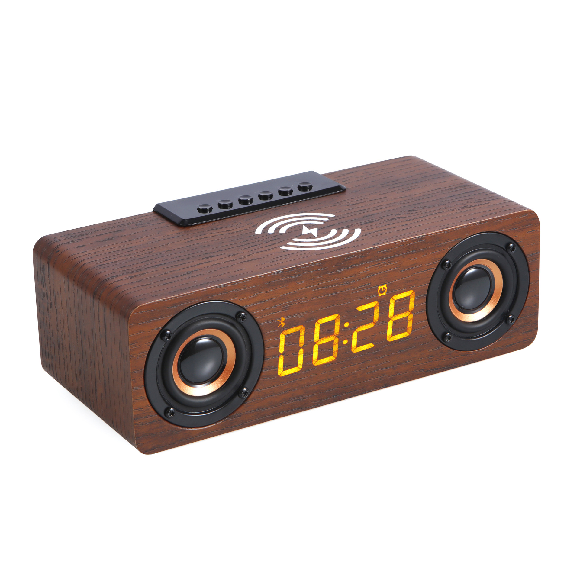 Loa Gỗ Bluetooth Tích Hợp Sạc Không Dây, Dung Lượng Pin 12000mAh