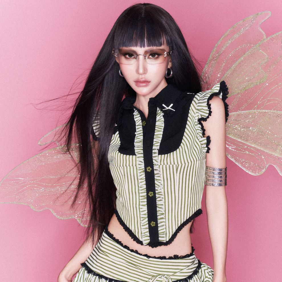 Áo sơ mi form croptop sọc xanh - Tinker Bell Top