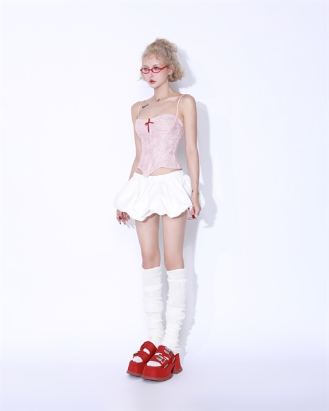 Áo corset ren hồng hai dây - Sweet Lace Top