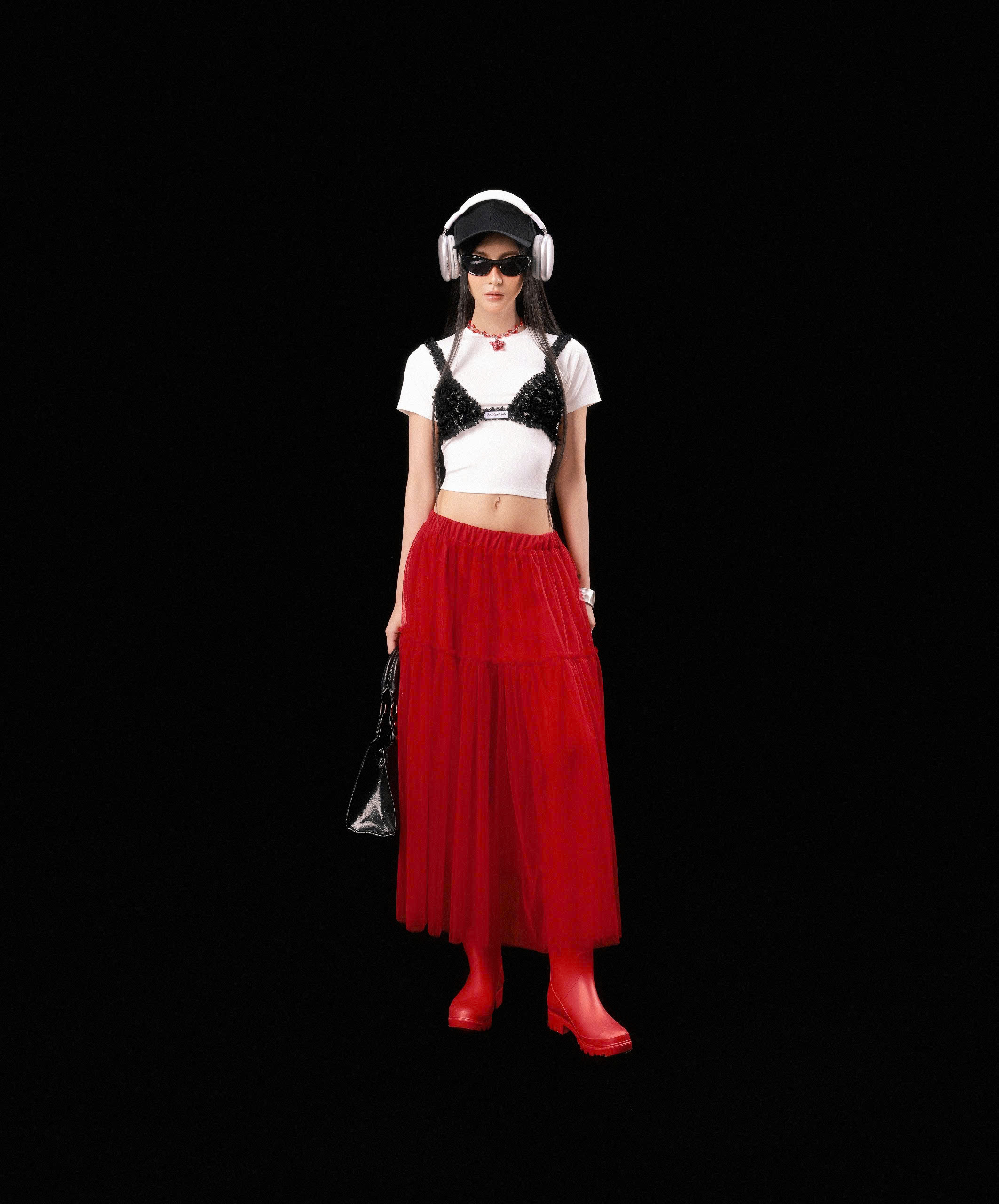 Áo thun tay ngắn phối ren đen - Graceful Top - Áo Uyển