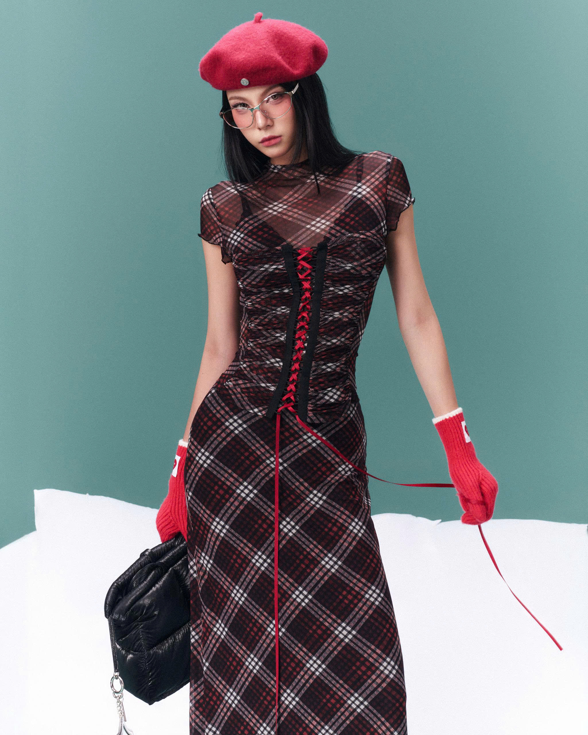 Áo thun lưới sọc thắt dây siết eo - Tender Top