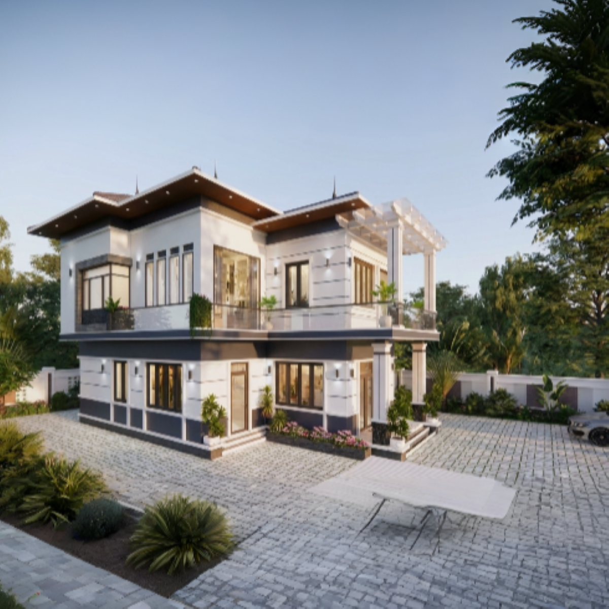 V731 | Bản vẽ phương án công năng mẫu nhà mái Nhật 2 tầng 3 phòng ngủ và 1 phòng làm việc, kích thước 8x15m, bản in A3 đẹp