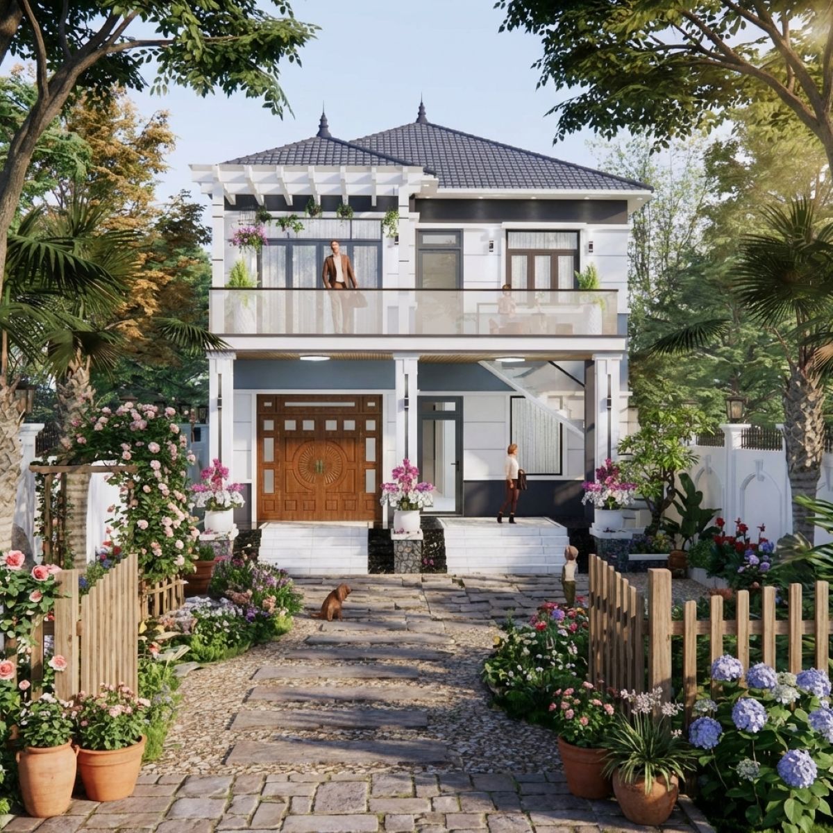 V788 | Bản vẽ thiết kế Mặt Bằng mẫu nhà mái Nhật 2 tầng, 3 phòng ngủ, kích thước 8x15m, không gian mở tầng 2, in A3 đẹp