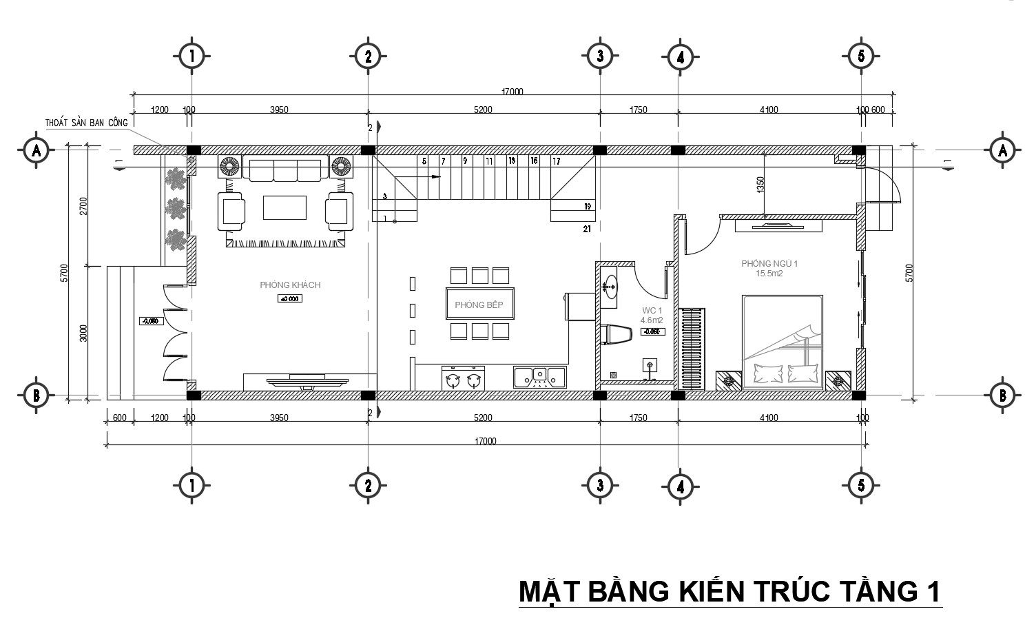 V820 | Mẫu thiết kế nhà phố hiện đại 2 tầng 4 phòng ngủ kích thước 5,7x17m