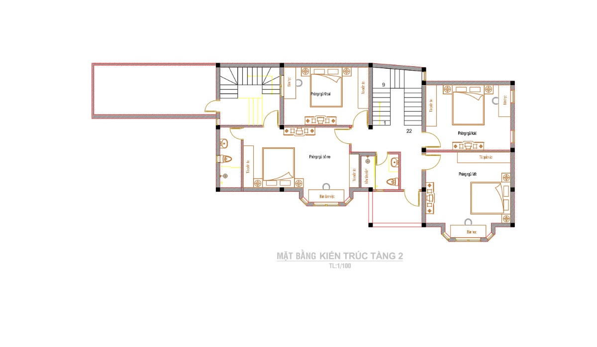 V679 | Bản vẽ thiết kế Kiến trúc mẫu biệt thự vườn sang trọng 4 tầng 6 phòng ngủ, kích thước 16x9.5m, in A3 đẹp, phối cảnh 3D
