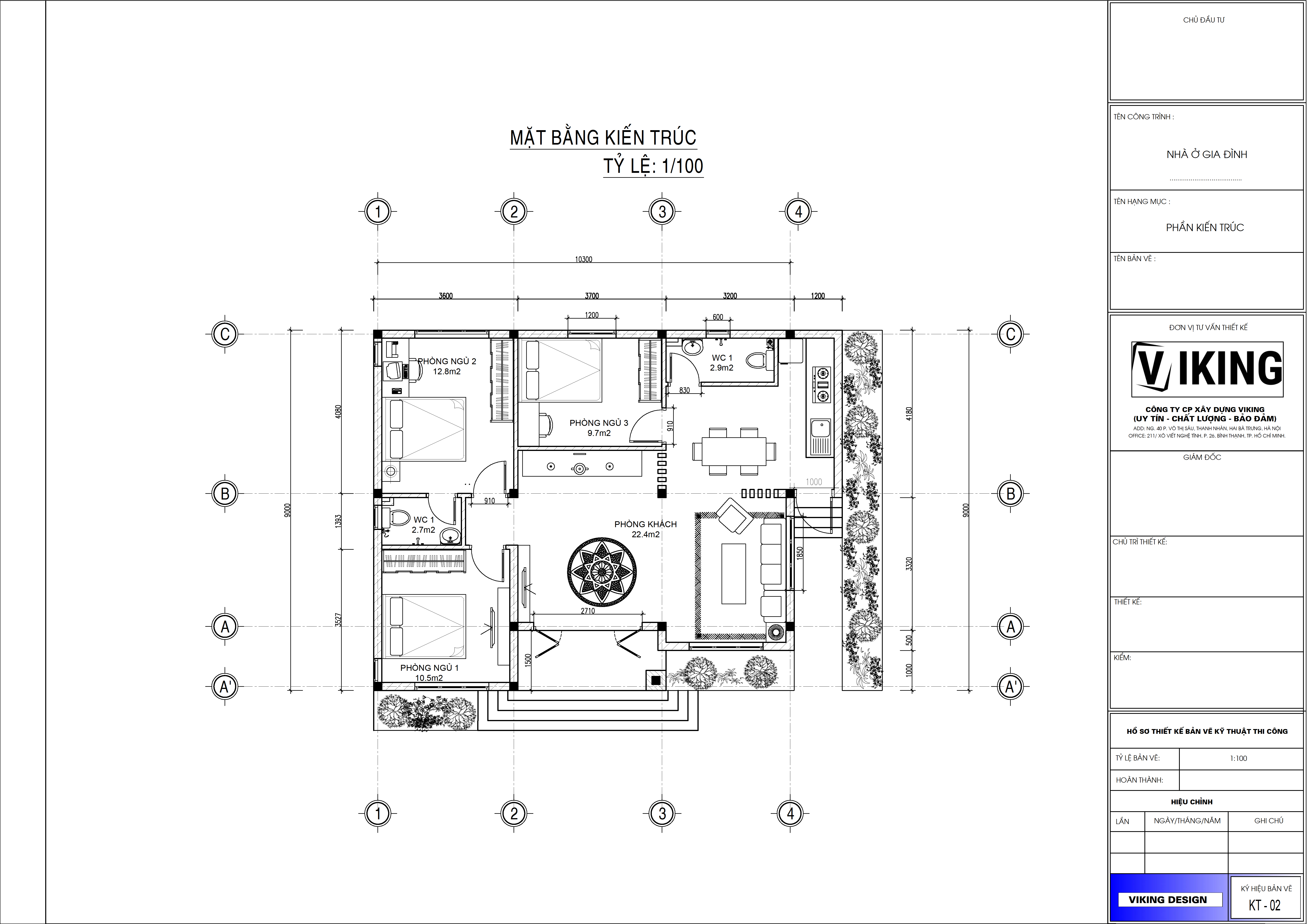 V693 | Bản vẽ thiết kế mẫu nhà mái Thái hiện đại 1 tầng 3 phòng ngủ, kích thước 11.7x9m, bản in A3 đẹp, có phối cảnh 3D