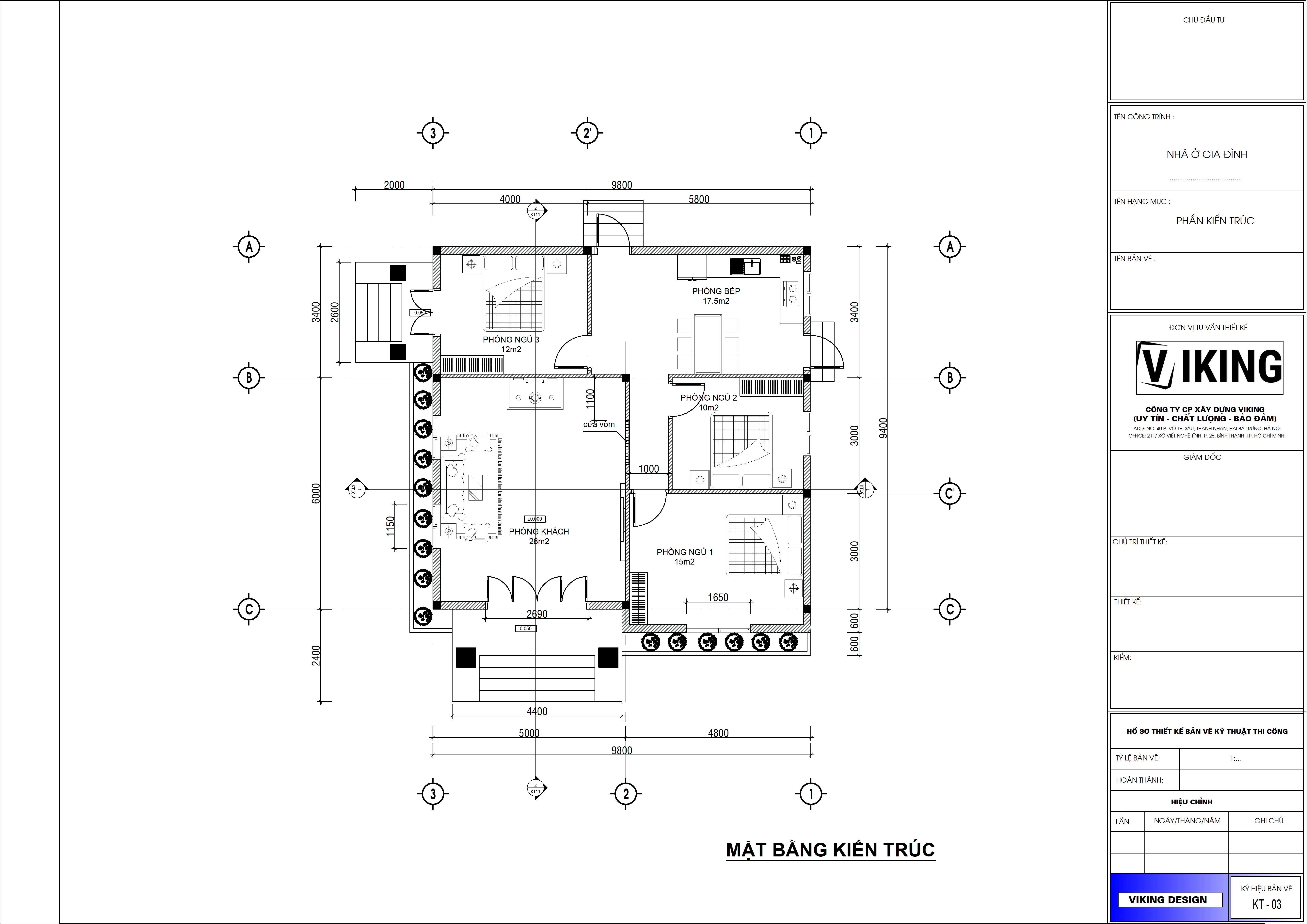 V549 | Bản vẽ thiết kế mẫu nhà vườn cấp 4 mái Thái, 3 phòng ngủ, kích thước 9.8x9.4m, bản in A3 đẹp, có phối cảnh 3D