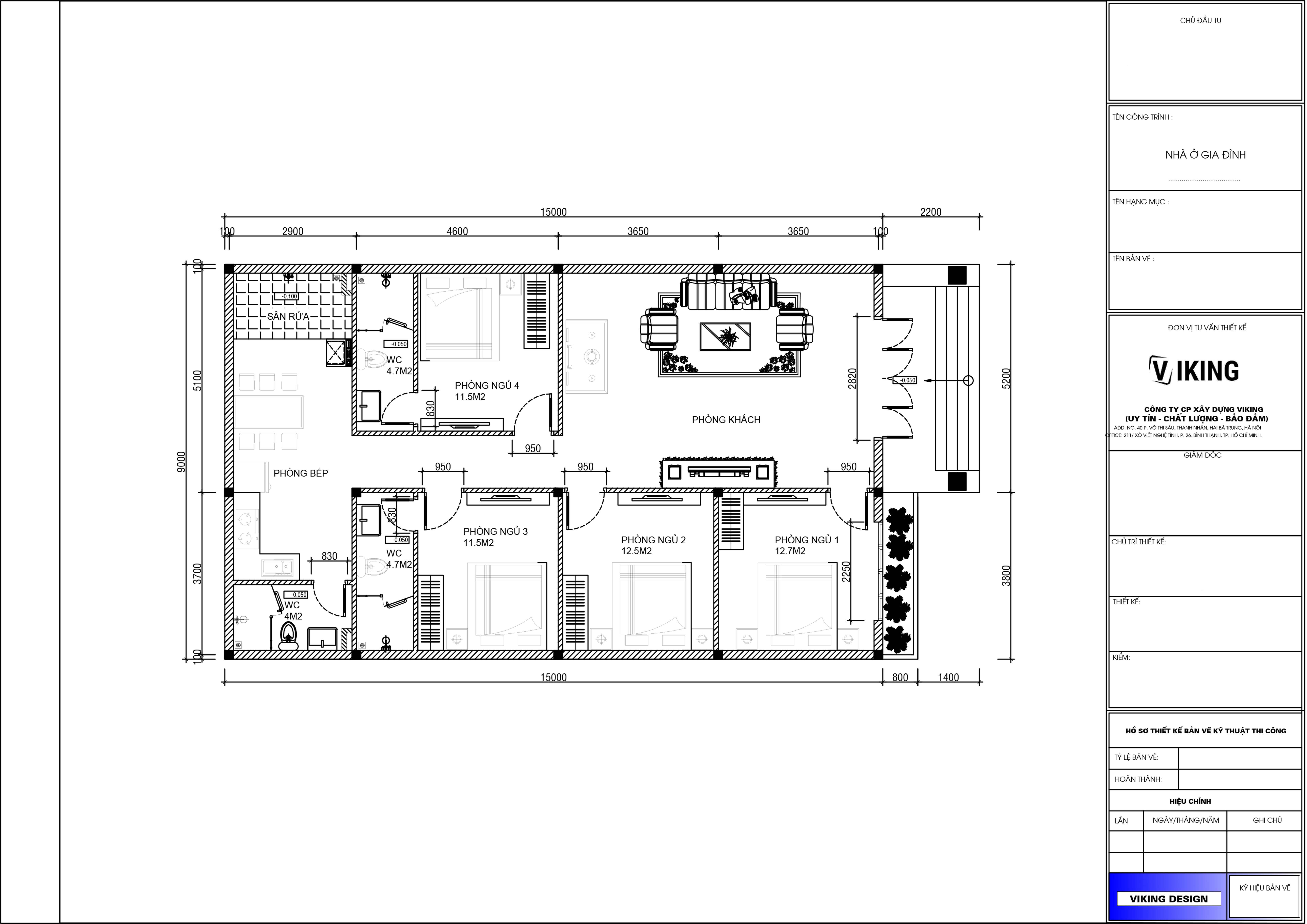 V571 | Bản vẽ thiết kế mẫu nhà cấp 4 mái Nhật hiện đại, rộng rãi 4 phòng ngủ, kích thước 9x15m, bản in A3 đẹp, có phối cảnh 3D