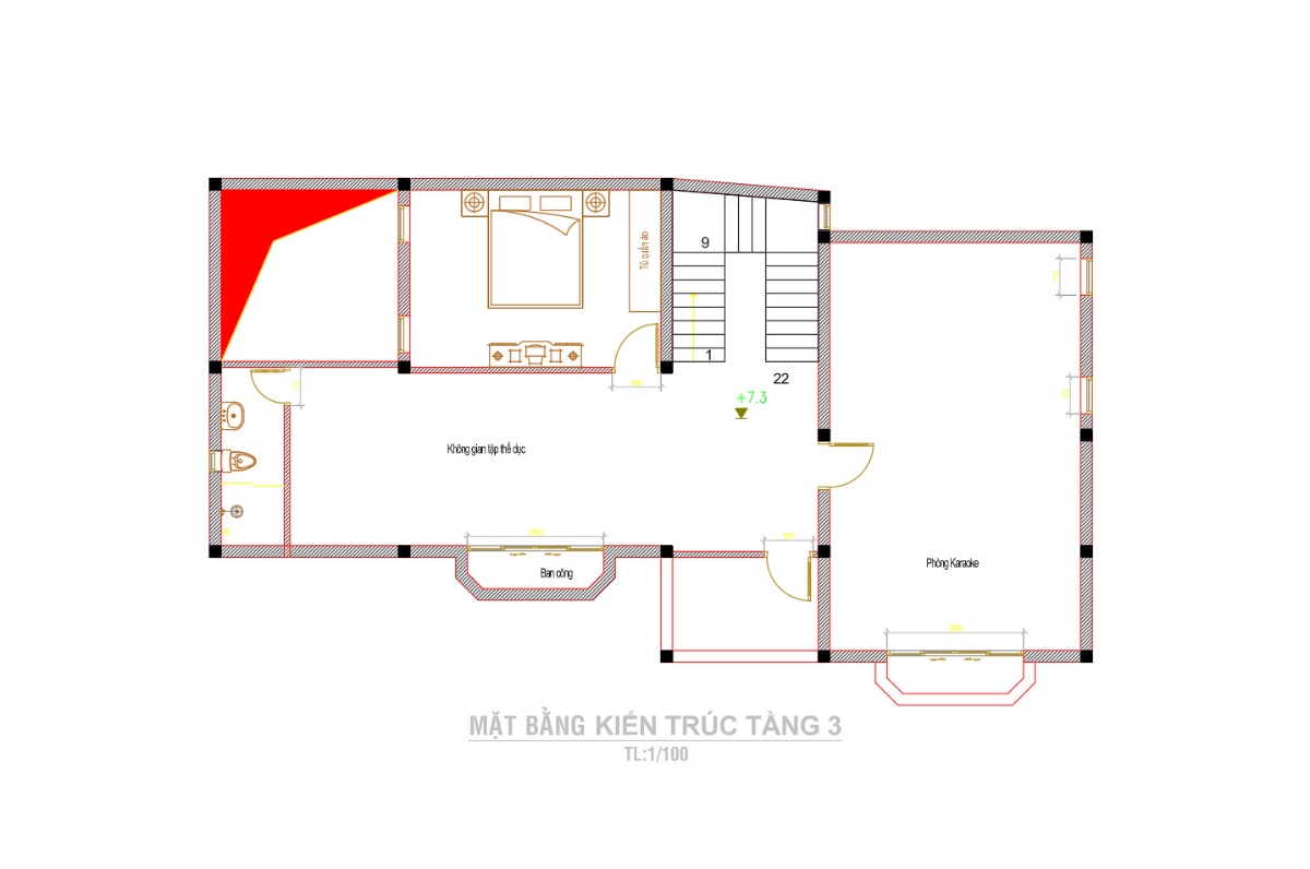 V679 | Bản vẽ thiết kế Kiến trúc mẫu biệt thự vườn sang trọng 4 tầng 6 phòng ngủ, kích thước 16x9.5m, in A3 đẹp, phối cảnh 3D
